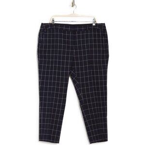 Amanda And Chelsea Windowpane Ankle Pants In Navy/White, 18W